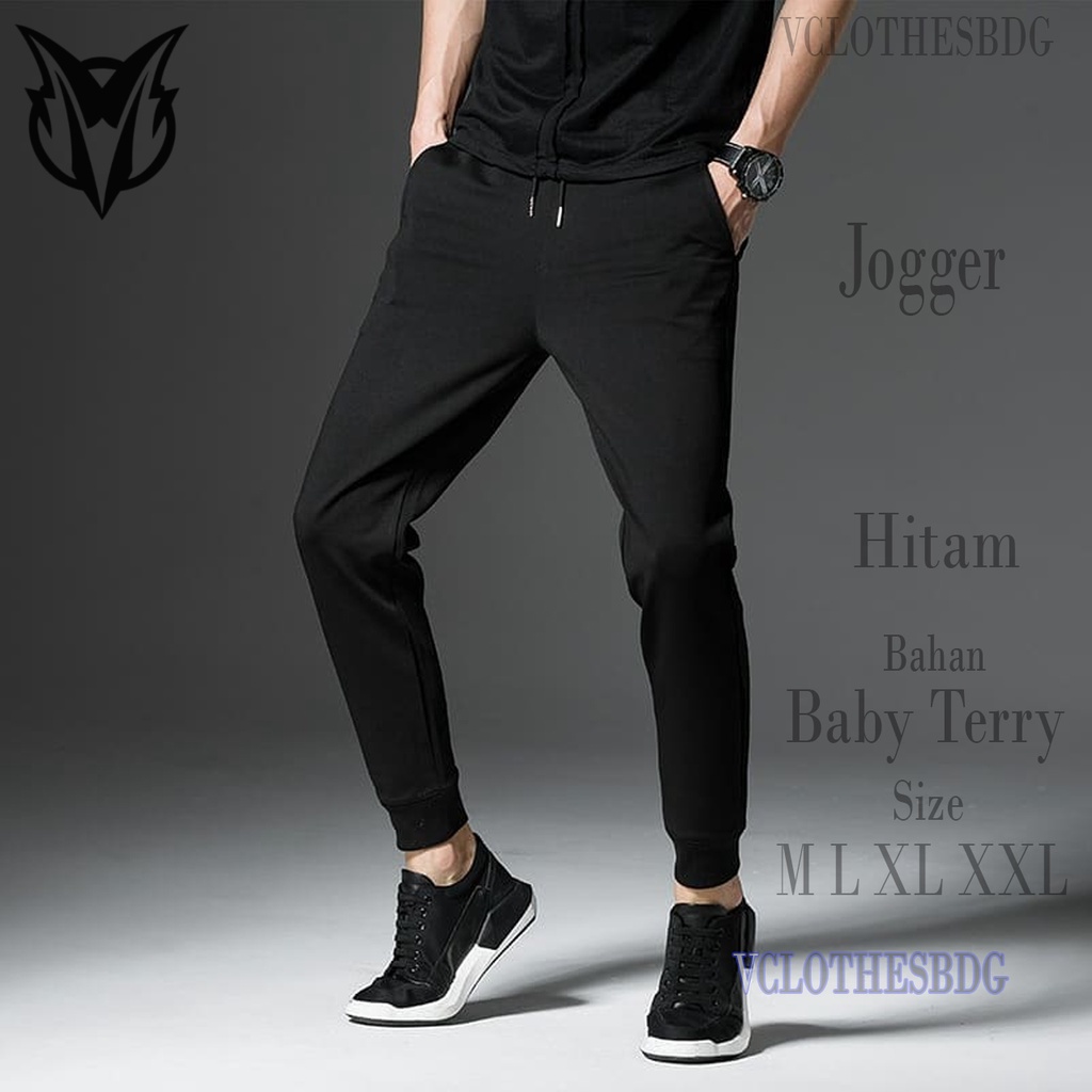 Celana Joger Pria Surfing Distro Premium Training Jogger Trackpant Sweat Azh Panjang PGO-HITAM [JOGGER]