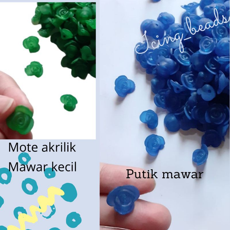 30pcs - Akrilik Mote Putik Mawar Rose/Resin Mawar Kecil(Baca Deskripsi)