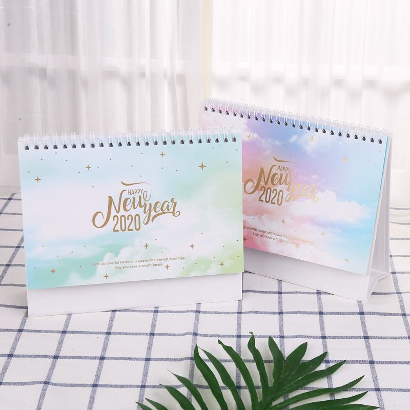 

Free Ongkir ya New 2020 Dreamy Colorful Desktop Standing Coil Paper Calendar Memo Daily Schedule