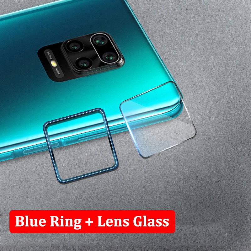 2 In 1 Back Camera Lens Tempered Glass Film for Xiaomi Redmi Note 9 Pro Max 9s Cover Metal Ring Protector