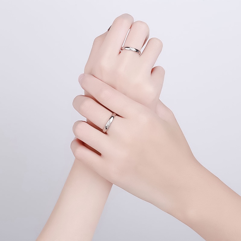 Fancyqube Cincin Sterling Silver 925 Model Terbuka Motif Print Daun Gaya Jepang Korea Untuk Pasangan