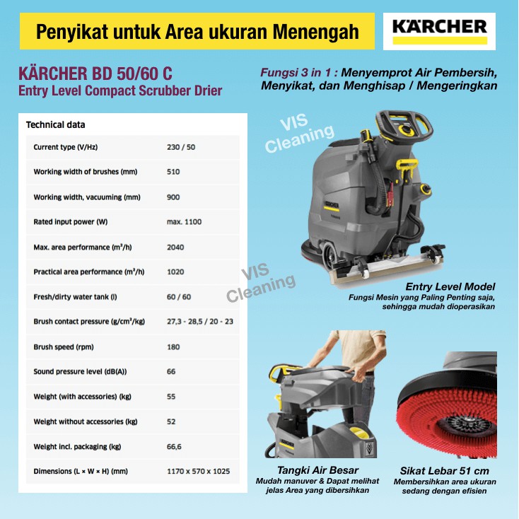 Mesin Penyikat Lantai (Scrubber Drier) Karcher BD 50/60