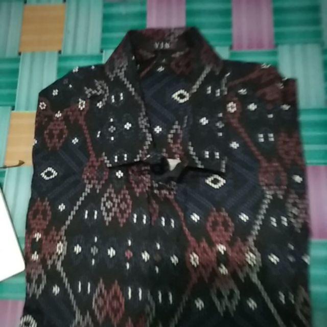 Sanvanina Kemeja Songket Pria Harlem Black Songket Ls E-1080