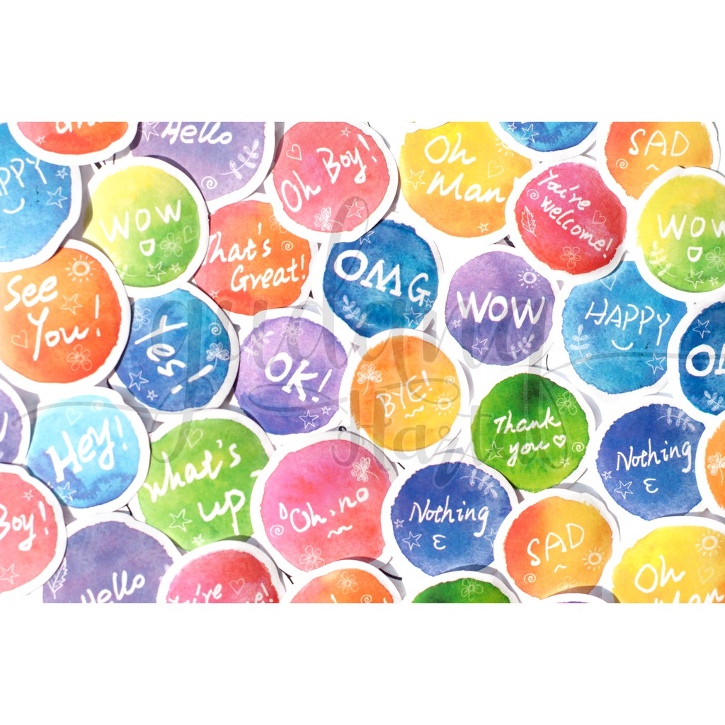 Stiker Watercolor Lettering Sticker DIY Scrapbook Imut Lucu GH 303444