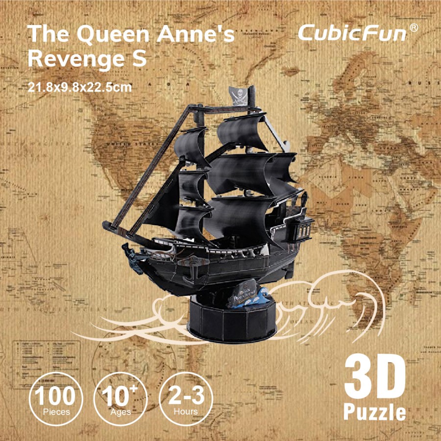 CUBICFUN Queen Anne's - 3D Puzzle Blackbeard Ship - Cubic Fun Puzzle