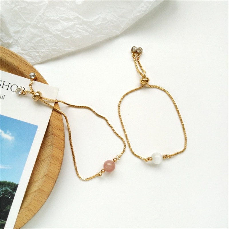 Gelang Kristal Opal Strawberry Adjustable Gaya Retro Korea Untuk Wanita