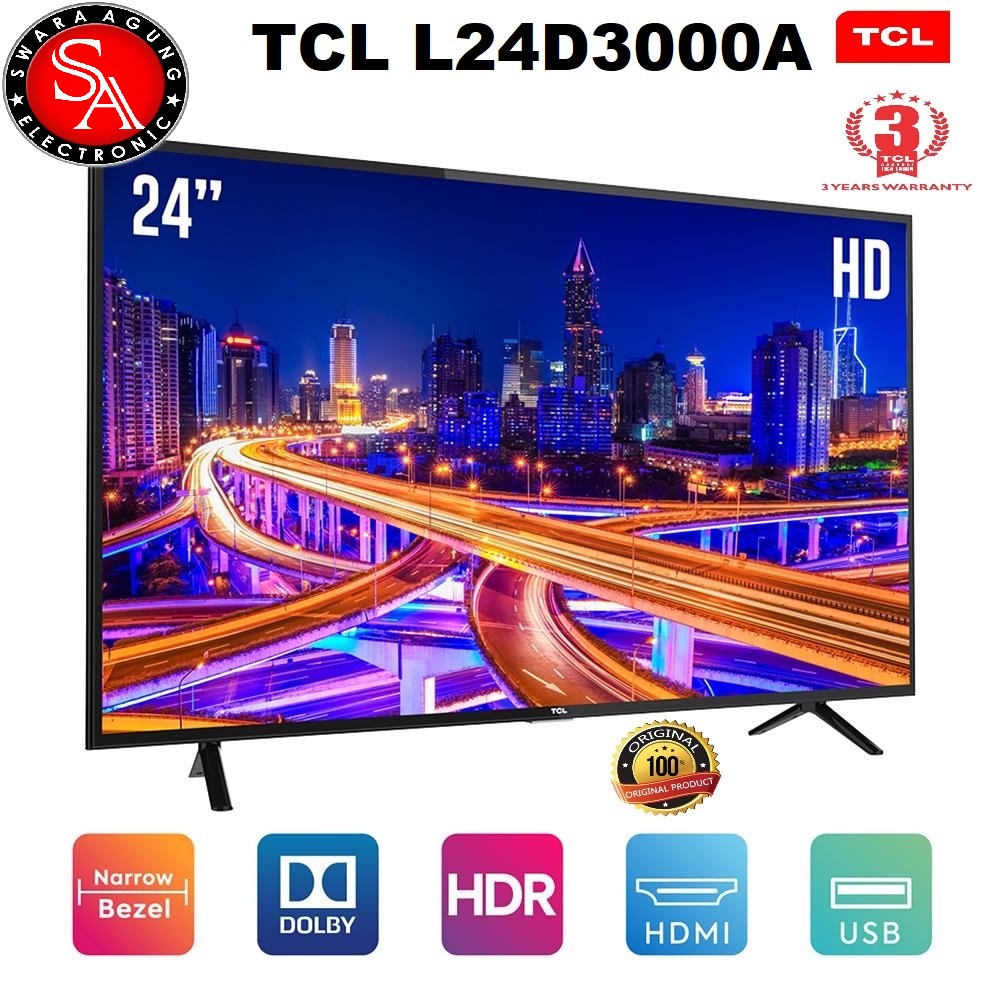 Led Digital TV 24 Inch TCL Type: 24D3000 (Khusus Daerah Medan)