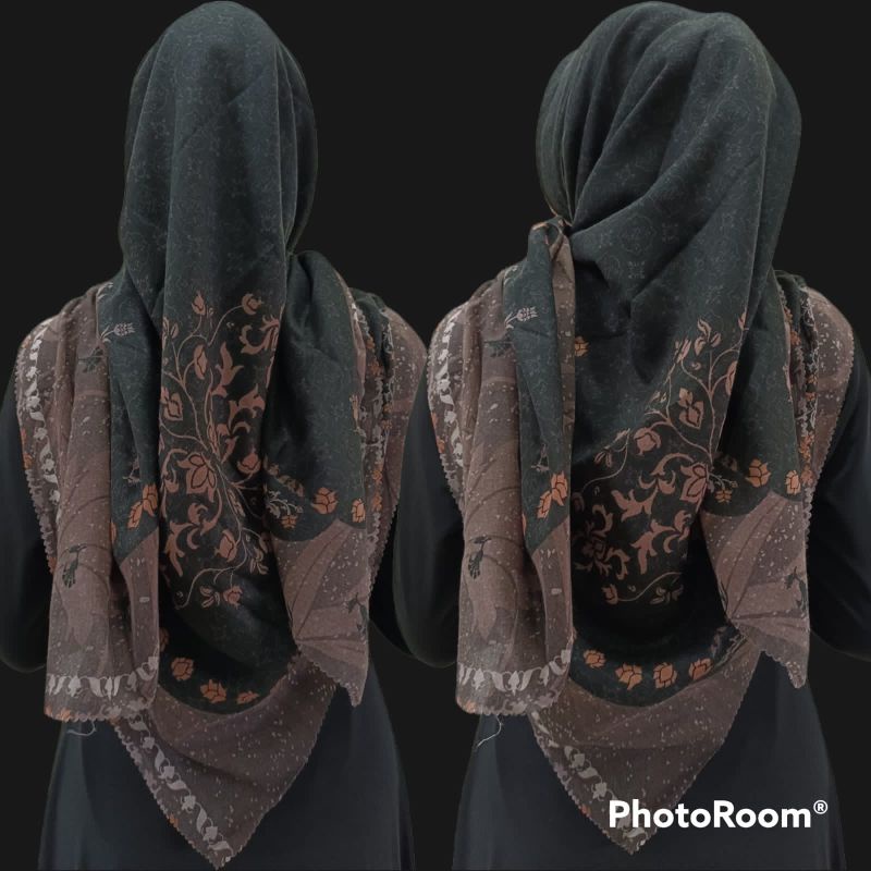 BELA HITAM SERIES OBRAL SEGI EMPAT VOAL MOTIF 130x130 JUMBO SYAR'I PREMIUM TERLARIS TERMURAH