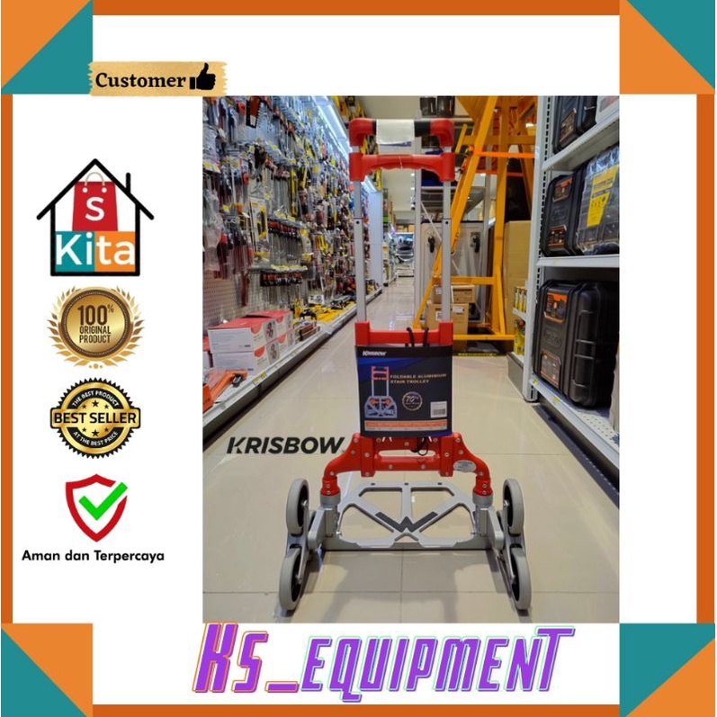 Krisbow troli barang lipat 6 roda 70kg/troli tangga/foldable troli/troli serbaguna/troli alumunium