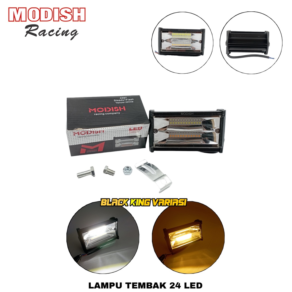 Lampu Tembak 24Mata Led Cwl 4597 2Warna White Yellow Strobo