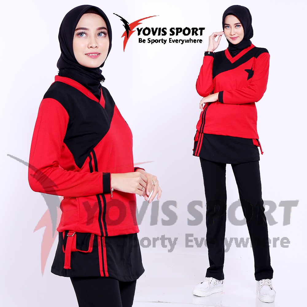 BS12 SETELAN BAJU OLAHRAGA WANITA YOVIS SPORT | BAJU DAN CELANA SERAGAM SENAM AEROBIC GYM LARI