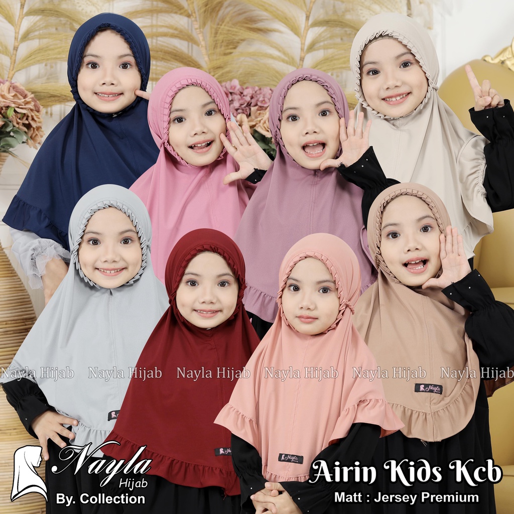 Kerudung Anak Tali Kepang AIRIN KIDS KCB Hijab Instan Anak Jersey Airis Terbaru Nayla Hija'b