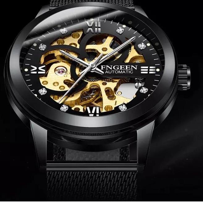 CSE9q4P--FNGEEN 6018 Jam Tangan Pria Mechanical Automatic Luxury Business Original Tahan Air Watch +