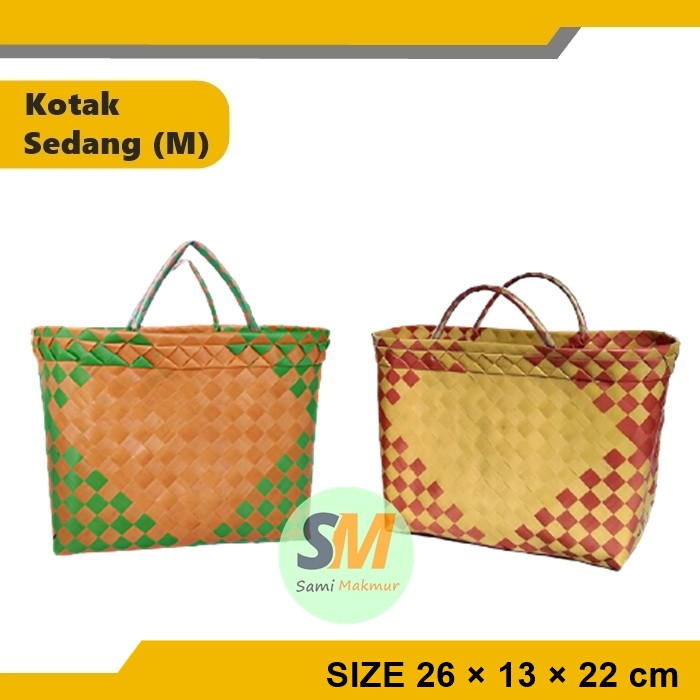 Tas Anyaman Plastik KOTAK SEDANG (M) / Tas Souvenir Hampers Bingkisan Parcel Selamatan Kenduri