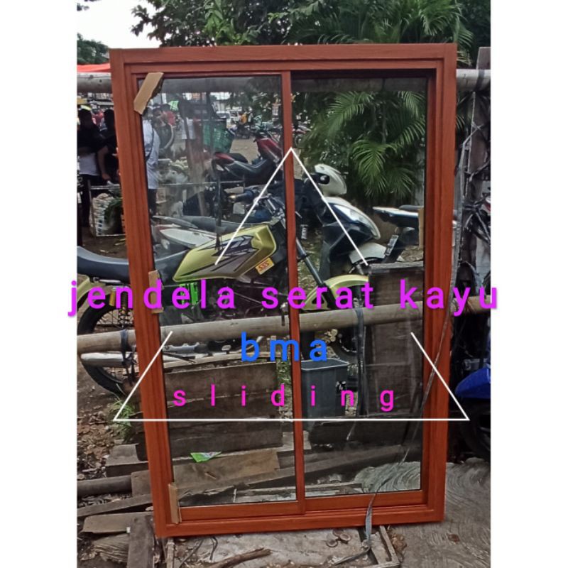 jendela aluminium 120x100 sliding serat kayu