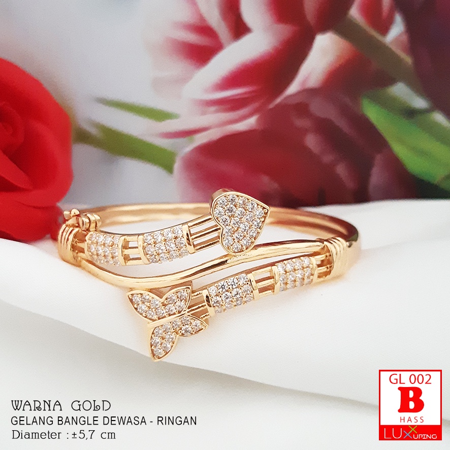 GL 002 Gelang Bangkok Dewasa Murah  Perhiasan Lapis Emas Gold Bangle Tangan Wanita Luxx Xuping