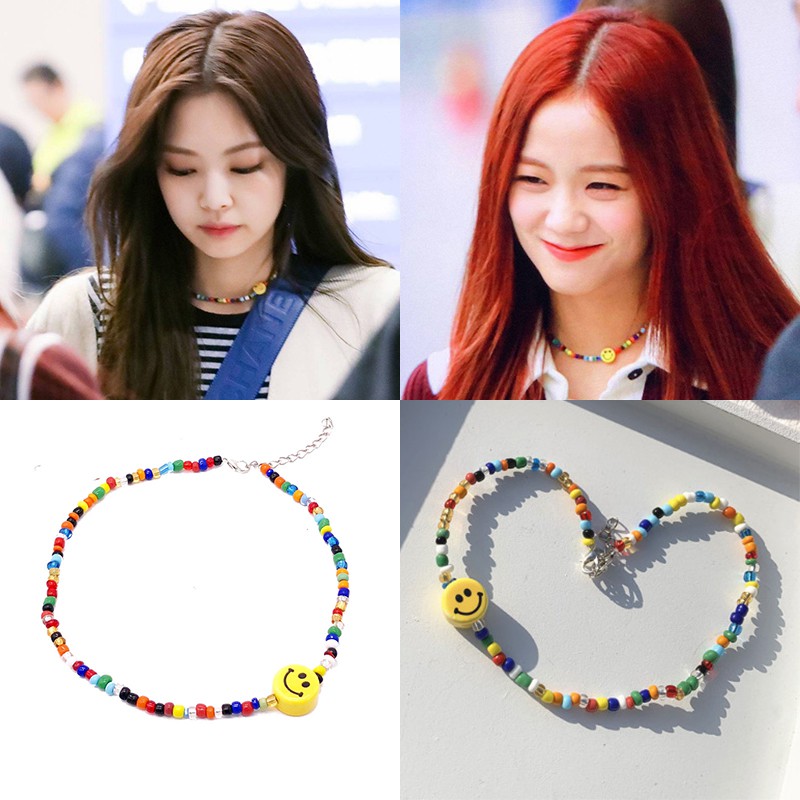 BLACKPINK Lisa Kalung Manik-manik Keramik Warna Warni untuk Wanita