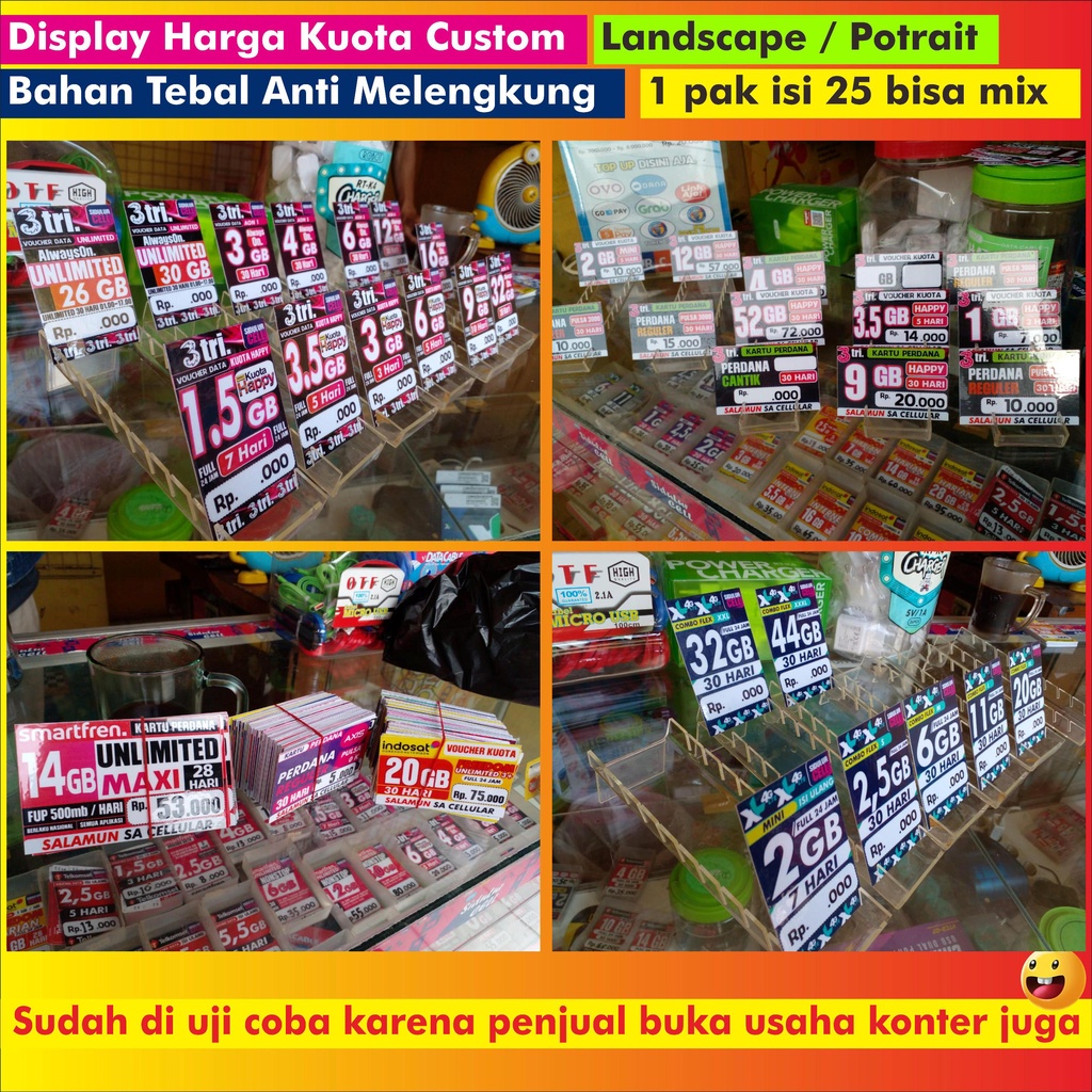 Display Label Harga Kuota Konter Pulsa CUSTOM