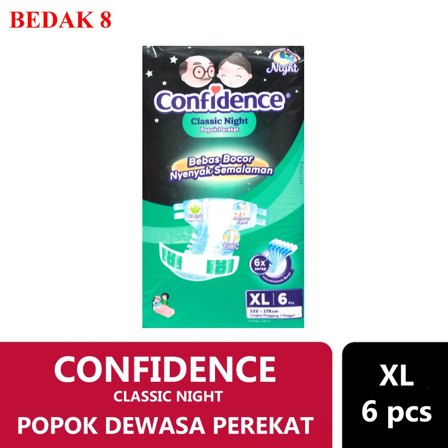 Popok Dewasa Perekat Confidence Classic Night M8/ L7/ XL6