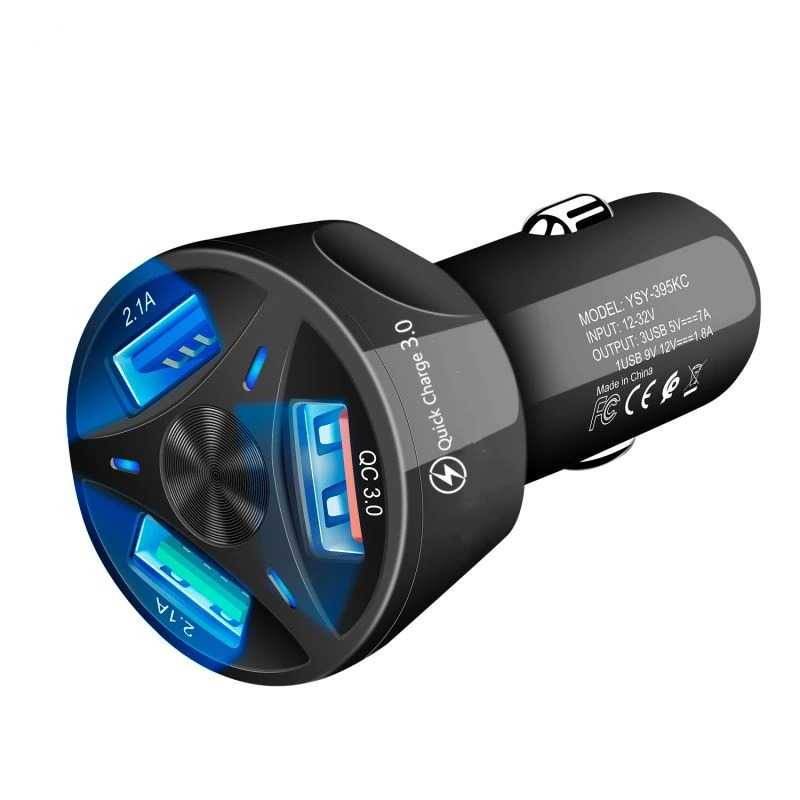 Fast Charger Mobil Quick Car Charger Casan Mobil Qualcomm 3.0 QC348 Maerknon Car Charger Mobil USB 3 Port 2.1A + 1 Port QC3.0 18W - BK-358