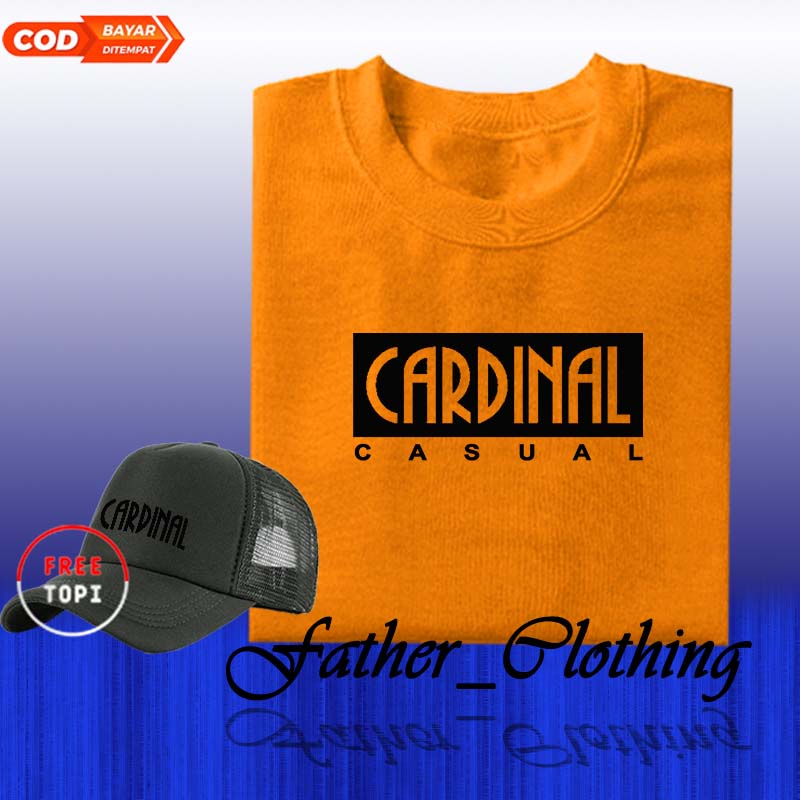 FREE TOPI KAOS DISTRO KAOS ORIGINAL KATUN 30S KAOS CARDINAL CASUAL HITAM FREE TOPI KAOS PRIA & WANIT