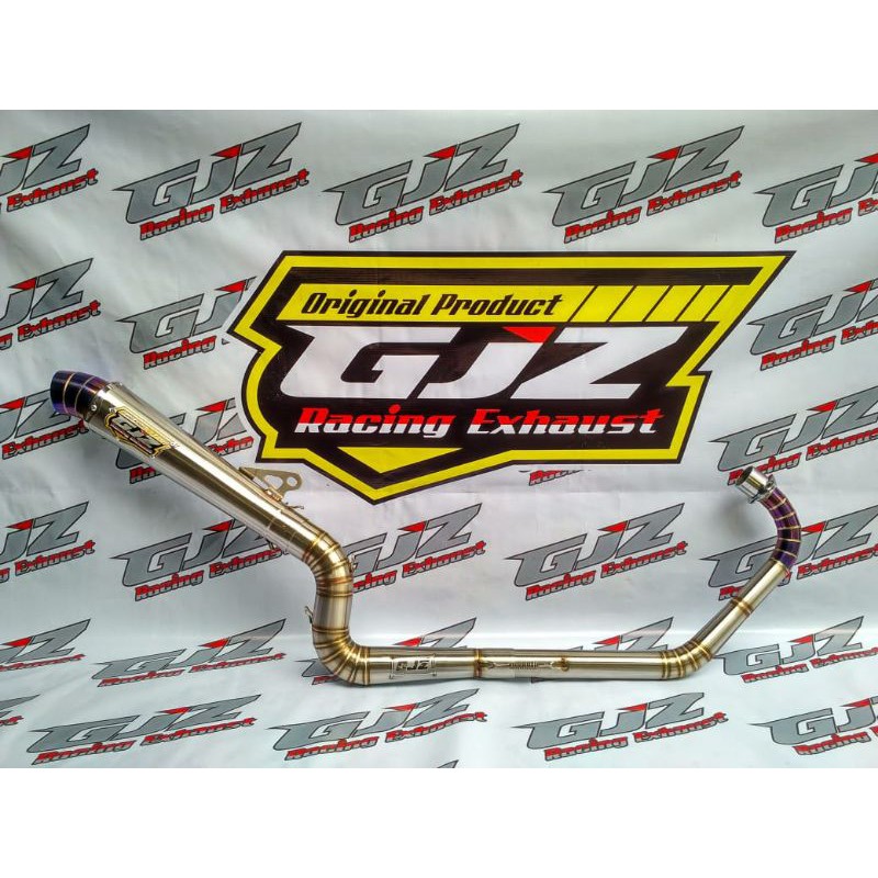 Knalpot racing kanan leher stanles semi bluemoon GJZ RACINGEXHAUST silincer terompet Vixion