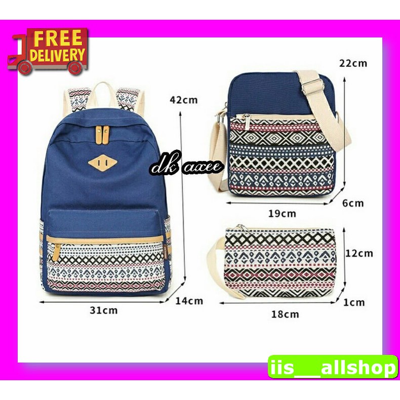 Original Mk Backpack / Dicetak Klasik Dengan Tas Ransel Kulit / W LH444 Backpack Tribal 3In1 / Tas