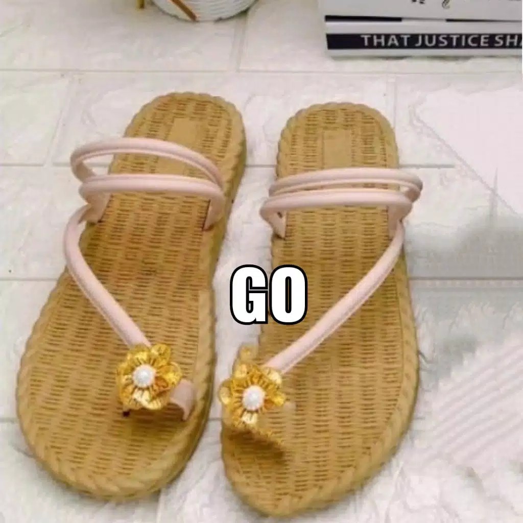 sogo Import JEMPOL PERMATA ROTAN Sepatu Sandal Wanita Teplek Sepatu Sandal Cewek Flat Jelly