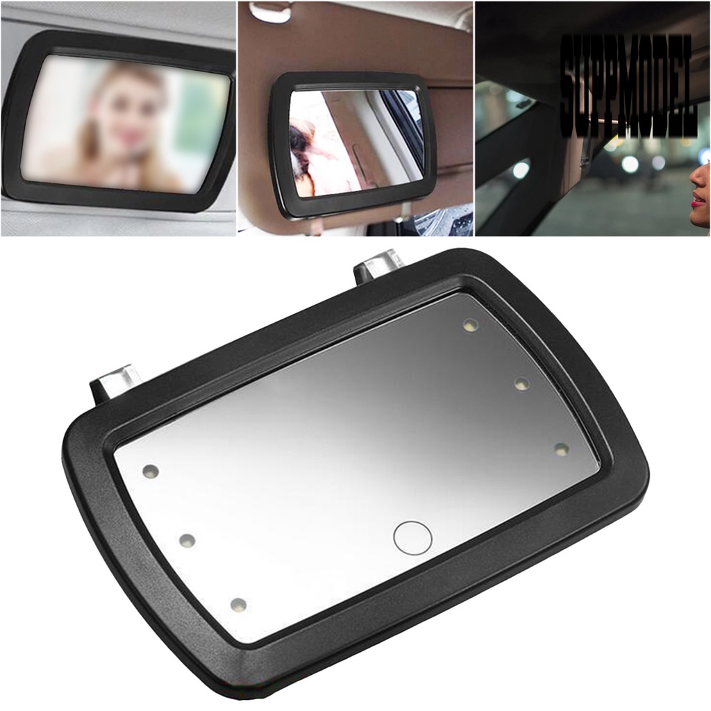 &lt; Sun Visor Mobil Model Klip On Dengan Lampu LED Anti Gores Warna Hitam