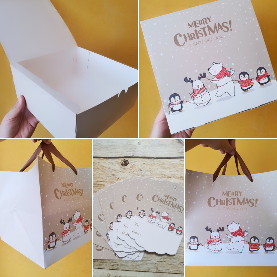 

Bundling Paperbag + Dus Natal Kotak Kemasan Dus Kue Brownies Merry Christmas Packaging Hampers Tenteng