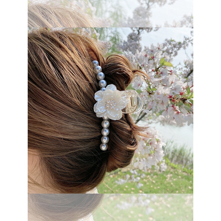 JEPIT BUNGA JEPITAN AKRILIK PANJANG PEARL JEDAI MUTIARA BESAR KLIP AKSESORIS RAMBUT ELEGAN KOREA WANITA FLORAL FLOWER BESAR TEBAL KOREAN WOMEN FEMALE ELEGANT SMALL PEARLS JAW THICK HAIR ACCESSORIES CLUTCHER CLAW CLIP CLIPS LARGE BIG LONG JUMBO HAIRCLIP