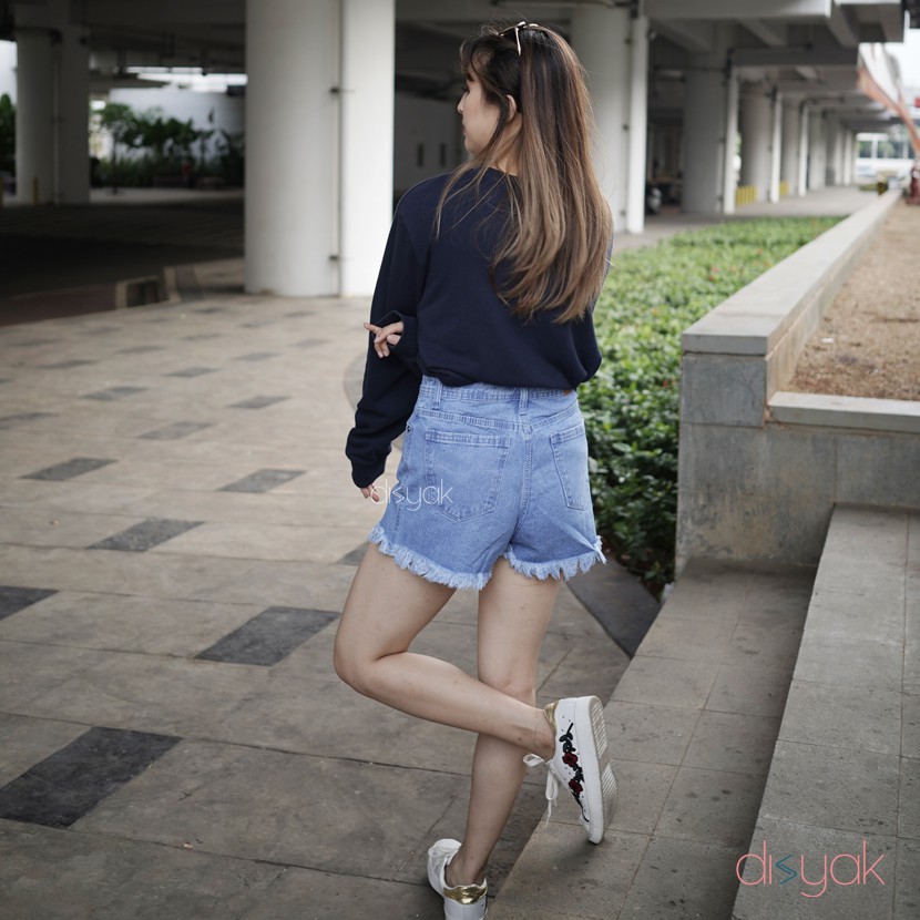 DISYAK - Hotpants Jeans Full Buttons Bio Bleach 1013-2013