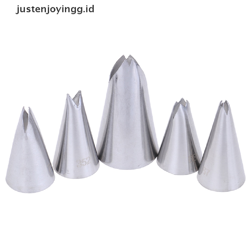 5pcs Nozzles Icing Piping Bentuk Daun Bahan Stainless Steel Untuk Dekorasi Kue Pastry