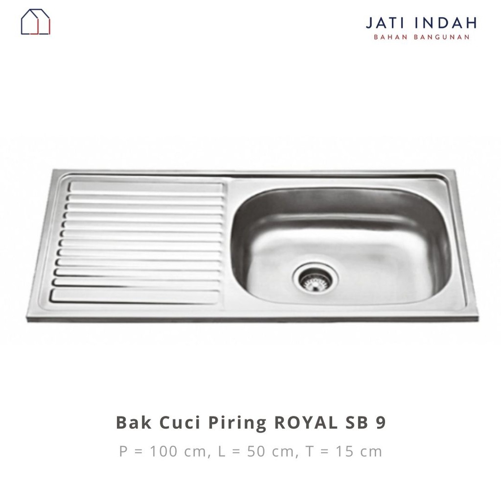 Bak Cuci Piring Royal SB 9 Stainless Sink 1 Lubang Sayap / Wastafel / Wasbak