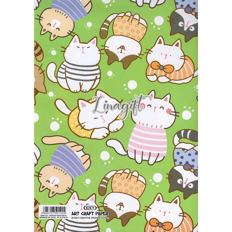 ( 5 Lembar ) ANIMAL KIKY - CUTE PANDA BEAR PENGUIN RABBIT CATS MEOW KERTAS KADO HAPPY BIRTHDAY - GIFT WRAP PAPER SHINNY GLOSSY MENGKILAP KUCING FUNNY ANIMAL