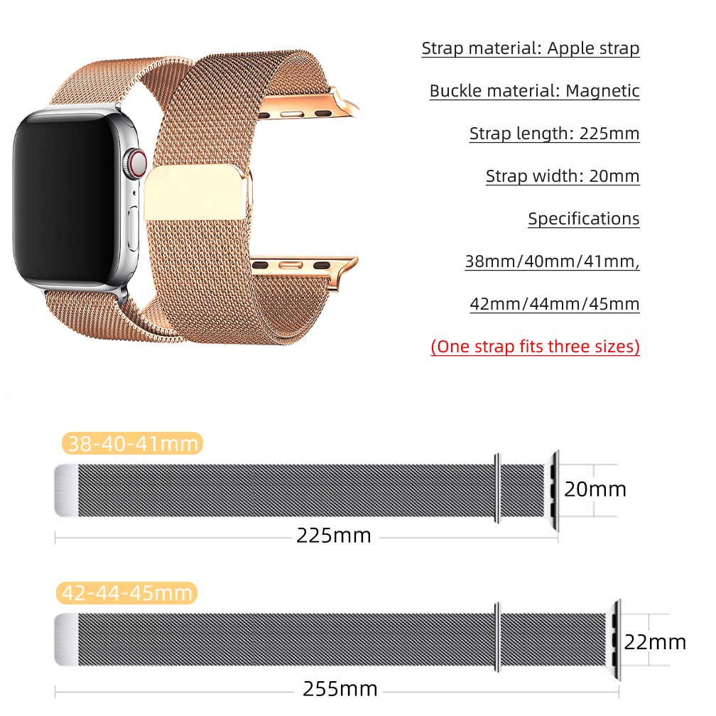 Tali Magnetik Milanese Stainless Steel Pria/Wanita Untuk Apple Watch 38/40/41mm,42/44/45mm Tali Jam