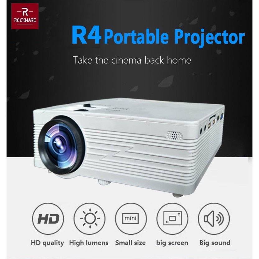 ROCKWARE RW-R4 - LED 720P Projector 1000 Lumens - FREE ANYCAST Dongle!!!