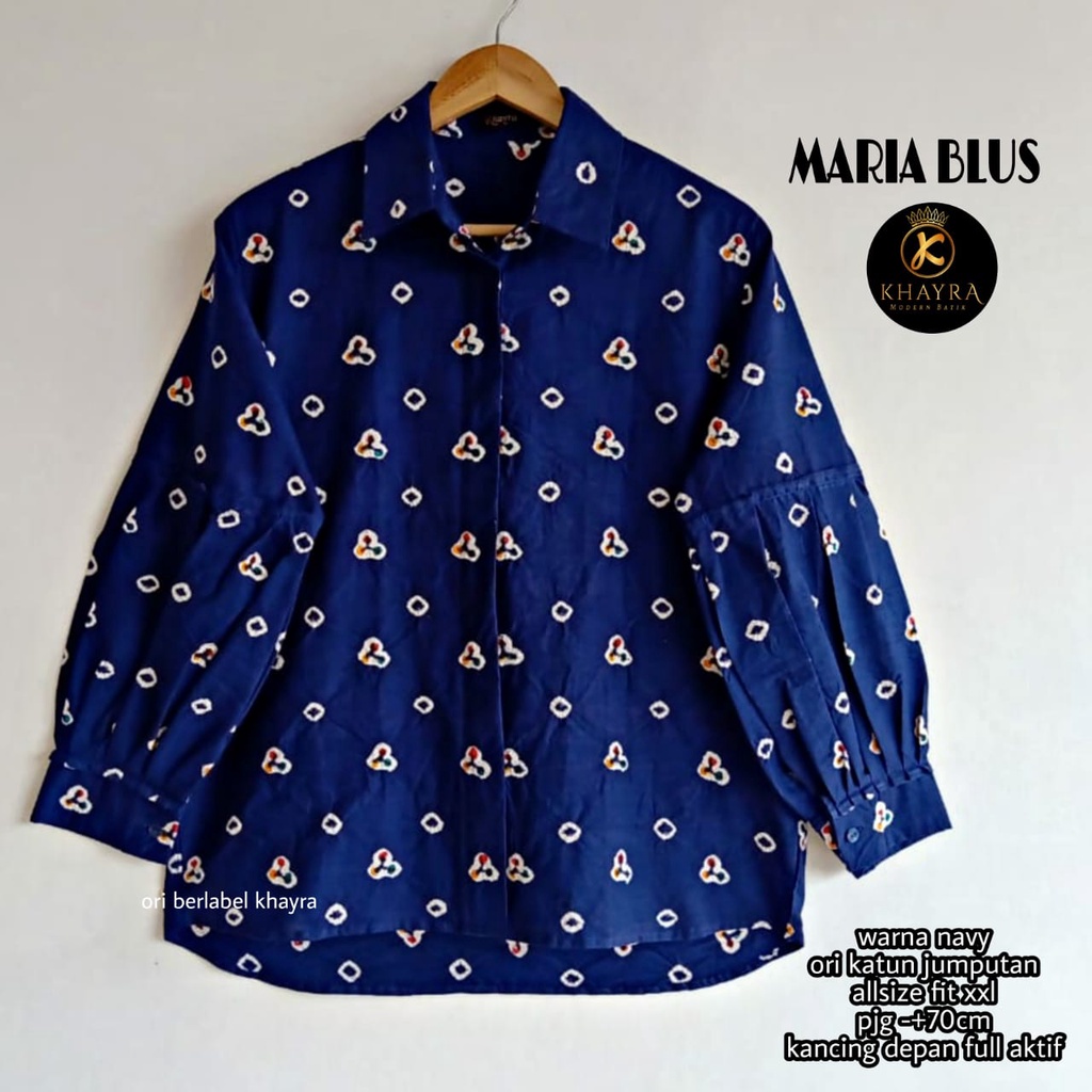 Blus Maria  batik solo atasan kerja trendy blus kancing depan busui friendly blus wanita