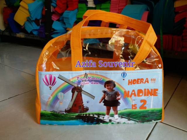 Tas Souvenir Ulang Tahun Goodie Bag Ultah Custom model Busur Printing Full Color-2
