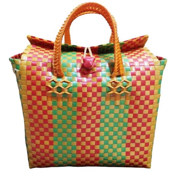 Tas Anyam Lurik Polos/ Hampers Lebaran /Tas Tenteng Belanja Kerajinan / Anyam Plastik Motif