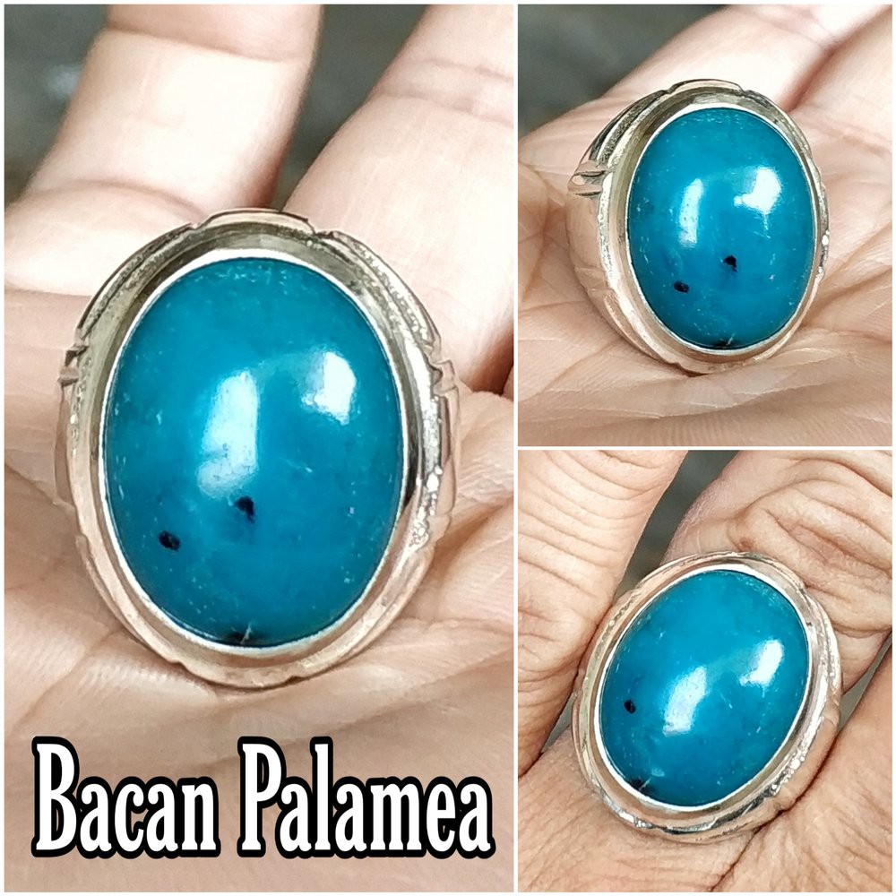 CINCIN BATU AKIK NATURAL BACAN PALAMEA SEMI KRISTAL FULL TEMBUS