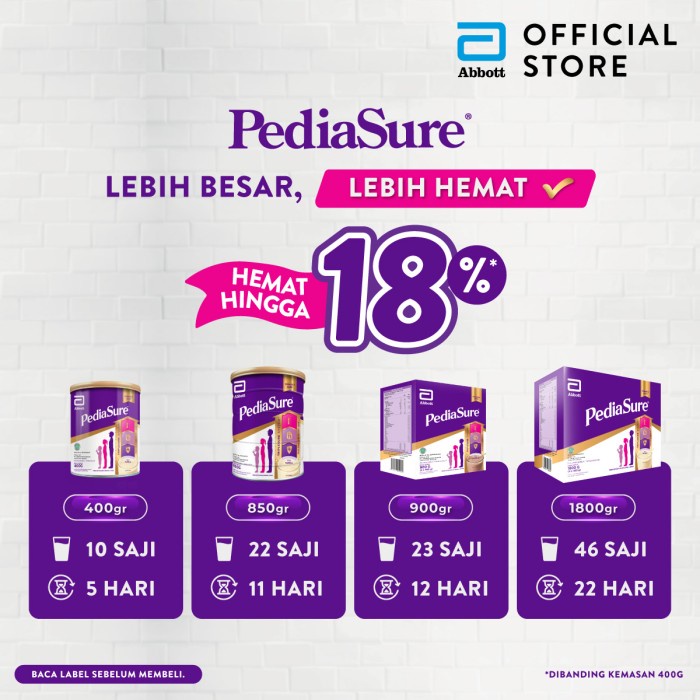 PEDIASURE TRIPLESURE  400 GR (1-10 TAHUN) SUSU FORMULA PERTUMBUHAN