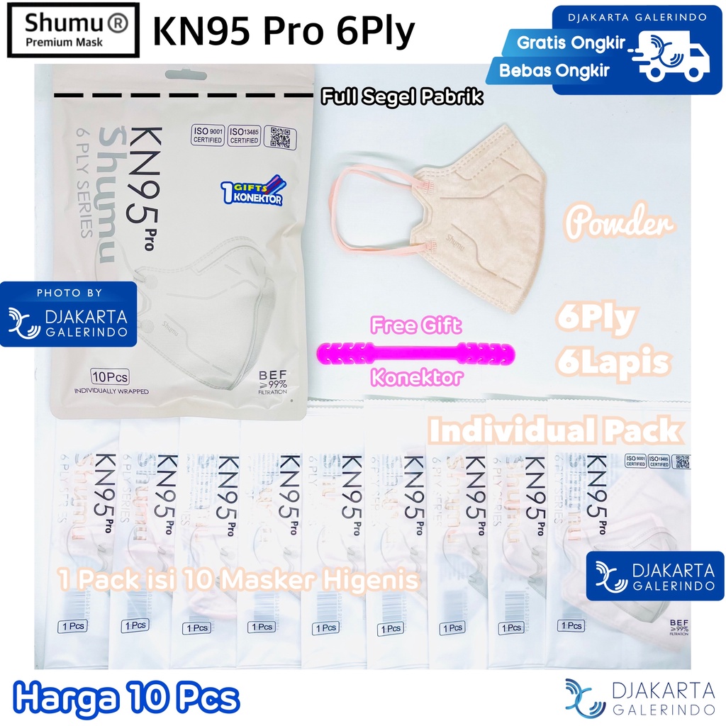 Masker SHUMU KN95 Pro 6Ply Individual Pack isi 10Pcs