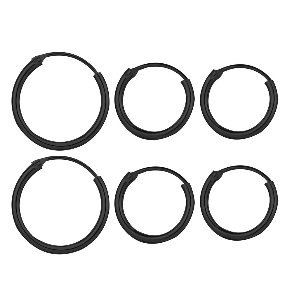 Mxbeauty Anting Bulat Geometris 3 Ukuran Warna Hitam / Silver Gaya Punk Hip-Hop Untuk Wanita