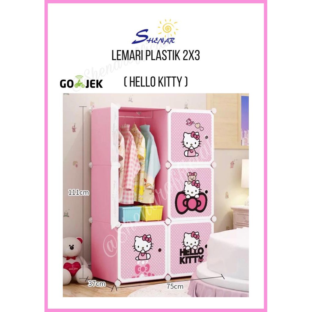 SHENAR LEMARI PLASTIK  6 PINTU / LEMARI PORTABLE / GANTUNGAN / LEMARI ANAK / KARAKTER - BISA COD