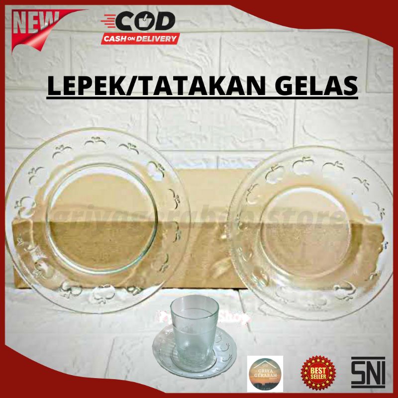 Tatakan gelas lepek apel lepek cingkir kopi lepek kaca motif apel isi 6 pcs