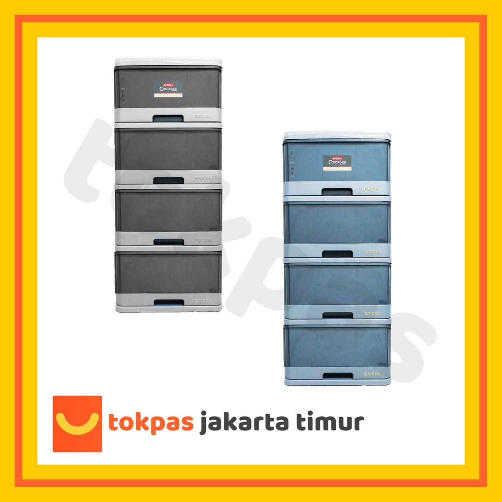 Lemari Laci Plastik Lion Star Susun 4 Excel Container M 4 XC 9 Kabinet