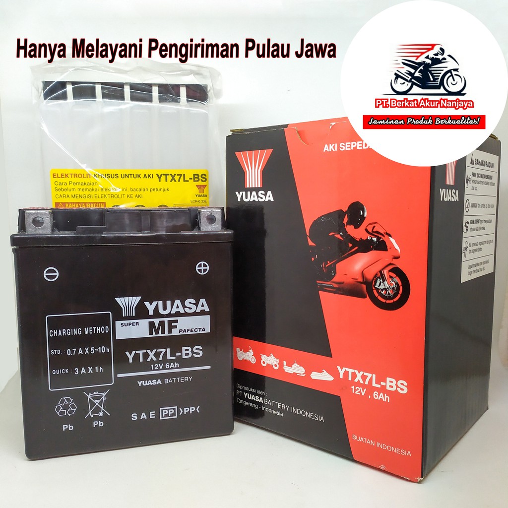Jual YUASA YTX7L-BS 12V 6Ah aki motor Indonesia|Shopee Indonesia