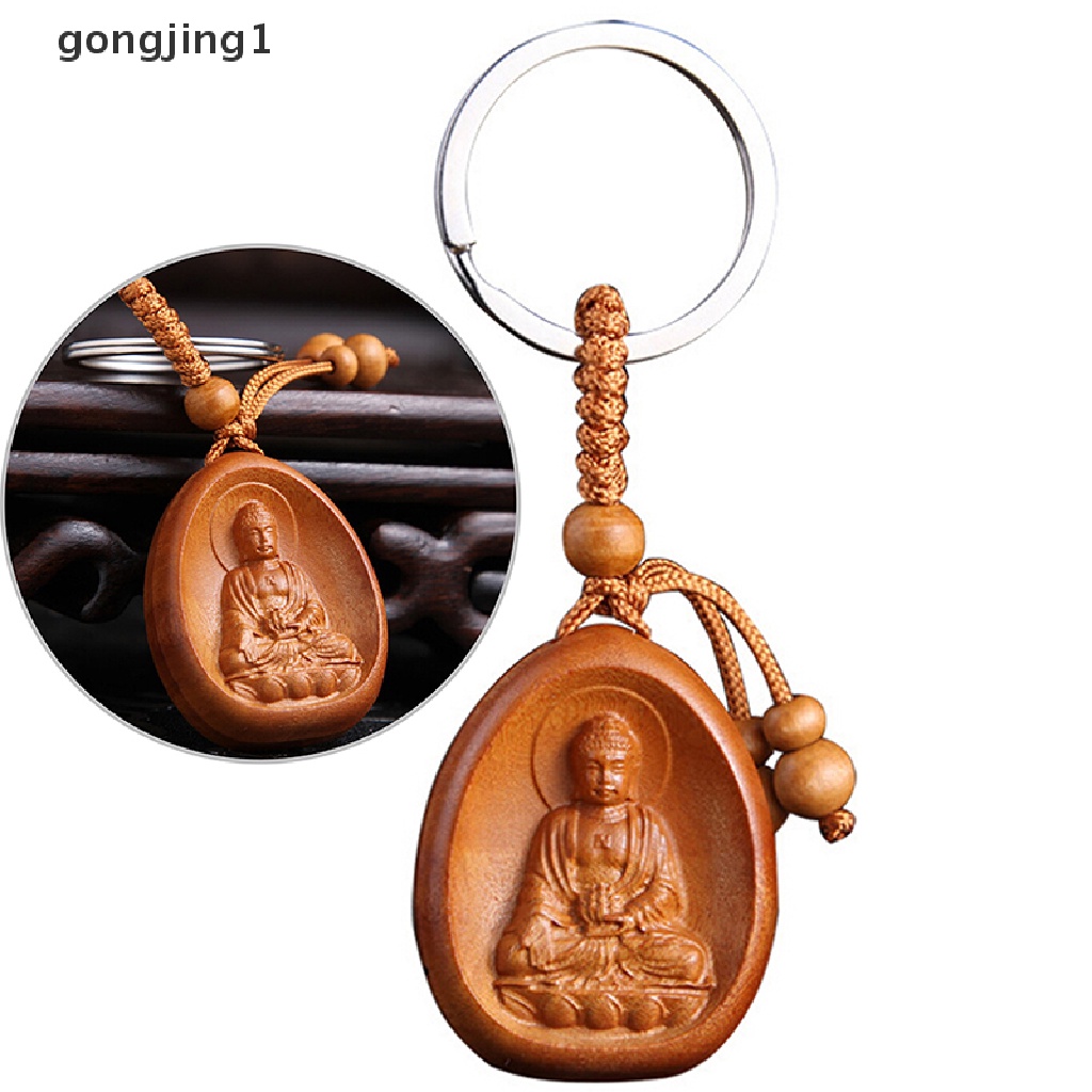 Ggg Gantungan Kunci Mobil / Tas Desain Ukiran Buddha Bahan Kayu