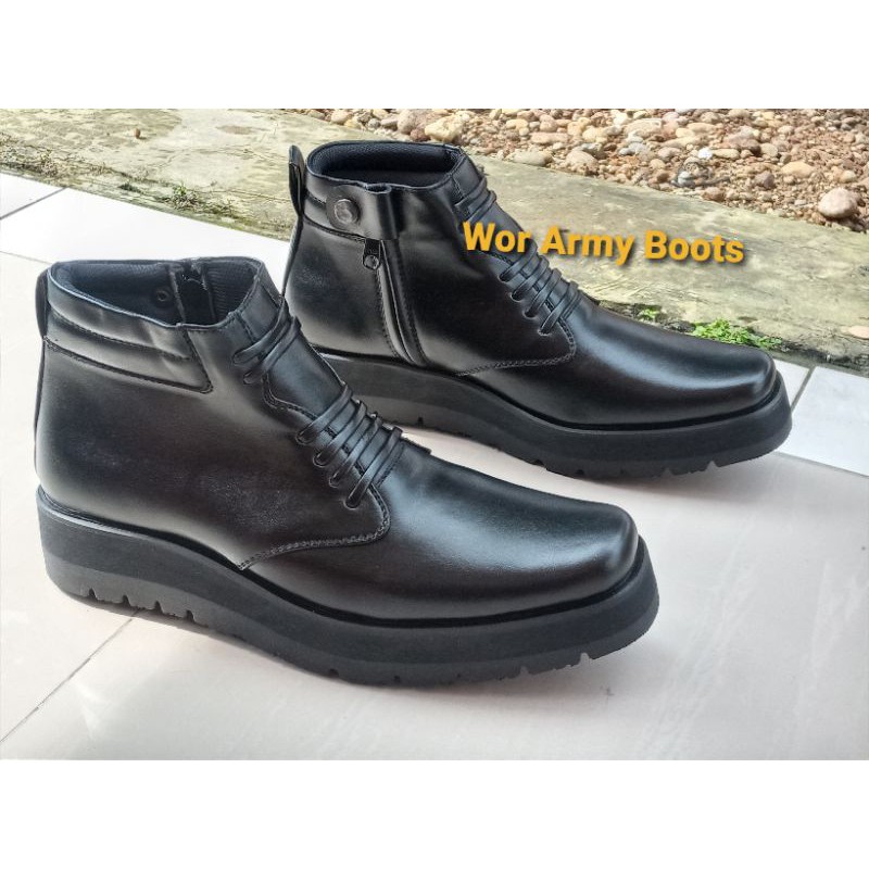 Sepatu Pdh model P2021  Tebal bgt 3-5 cm harga promo Size 38-46 PDH POLRI DISHUB SECURITY  by Wor Army Boots